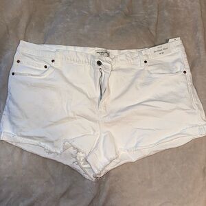 Abercrombie & Fitch White Jean Shorts Distressed Casual